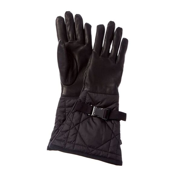 Dior Cashmere-Lined Leather Gloves Black